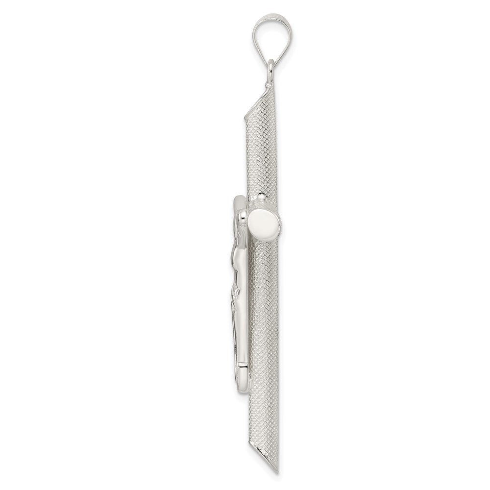 Sterlingsilber Poliert und Texture Röhre Kruzifix Kreuz Anhänger