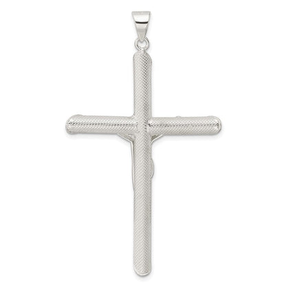 Sterlingsilber Poliert und Texture Röhre Kruzifix Kreuz Anhänger