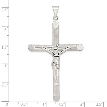 Sterlingsilber Poliert und Texture Röhre Kruzifix Kreuz Anhänger