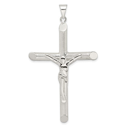 Sterlingsilber Poliert und Texture Röhre Kruzifix Kreuz Anhänger