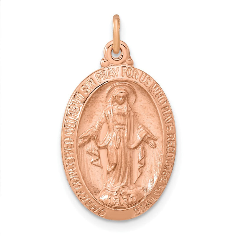Sterlingsilber Rose Vergoldet Oval Wundertätig Medaille Anhänger