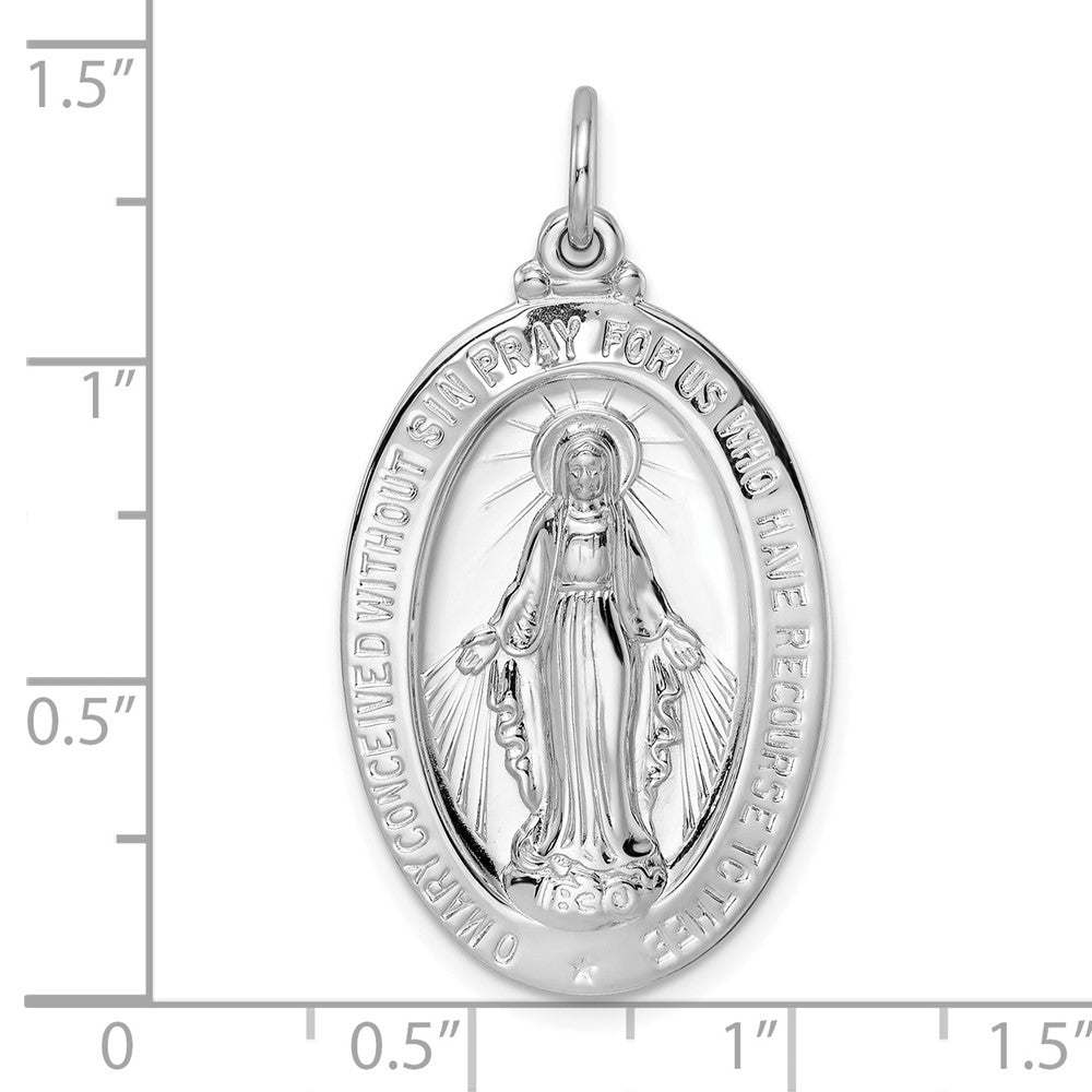 Sterlingsilber Rhodiniert Poliert Massiv Wundertätig Medaille Anhänger