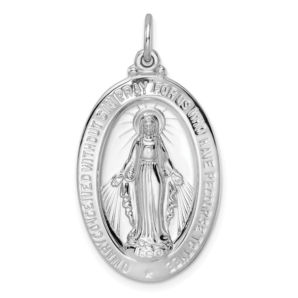 Sterlingsilber Rhodiniert Poliert Massiv Wundertätig Medaille Anhänger