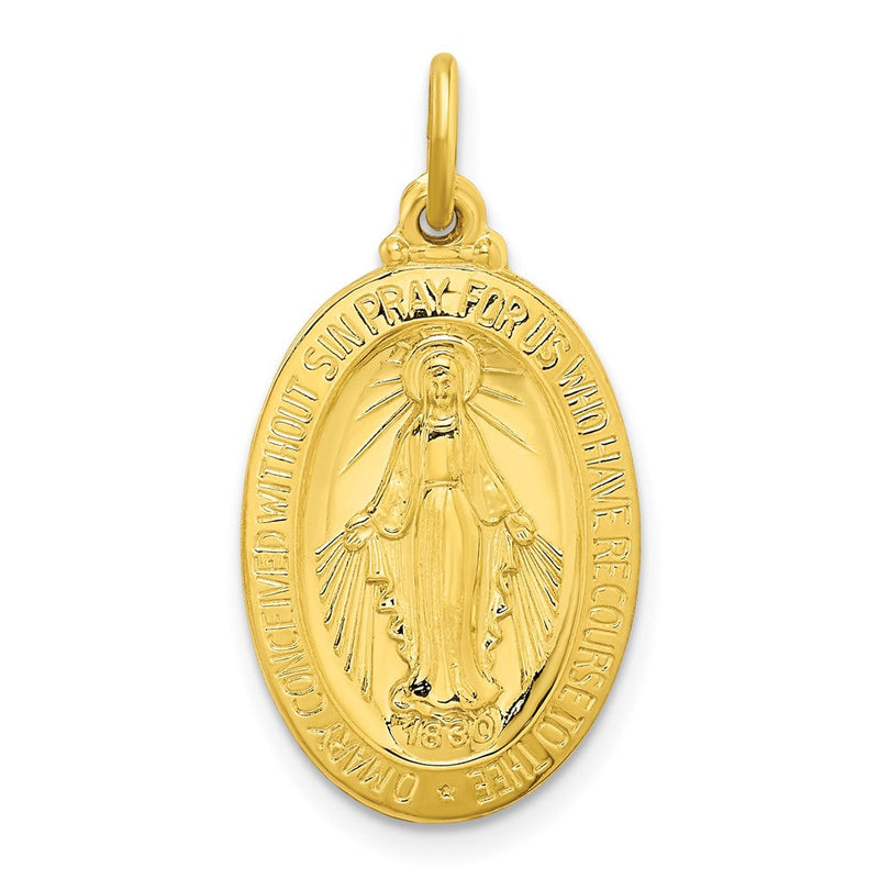 Ss/vergoldet Sterlingsilber Goldfarben Poliert Massiv Wundertätig Medaille Anhänger