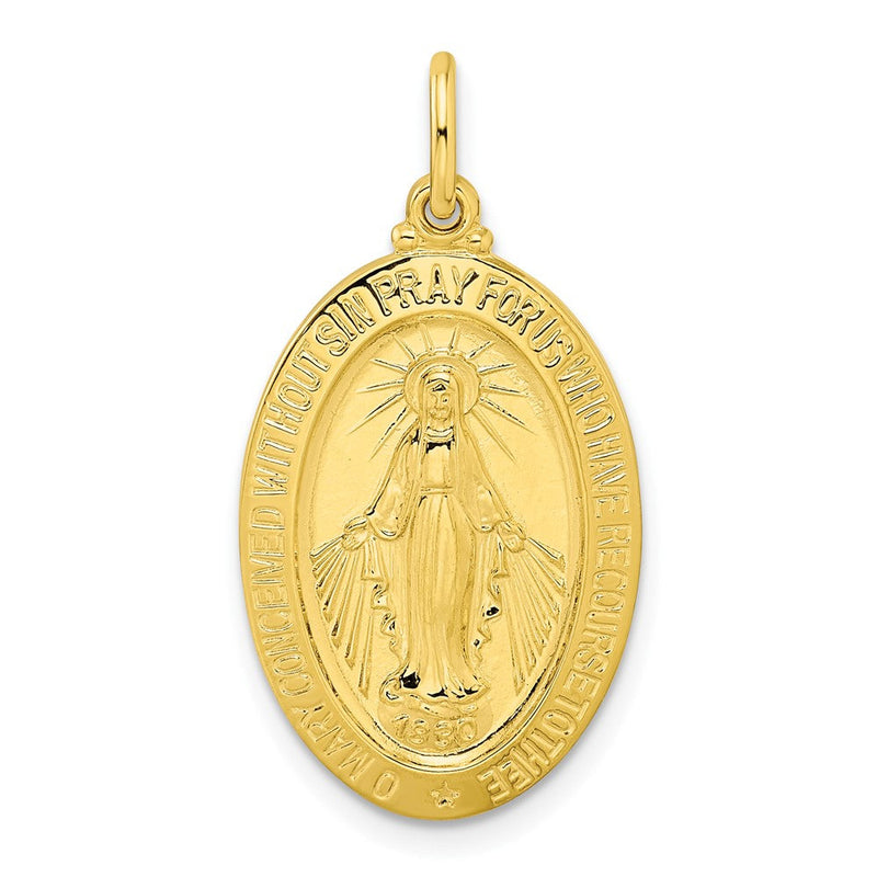 Ss/vergoldet Sterlingsilber Goldfarben Poliert Massiv Wundertätig Medaille Anhänger