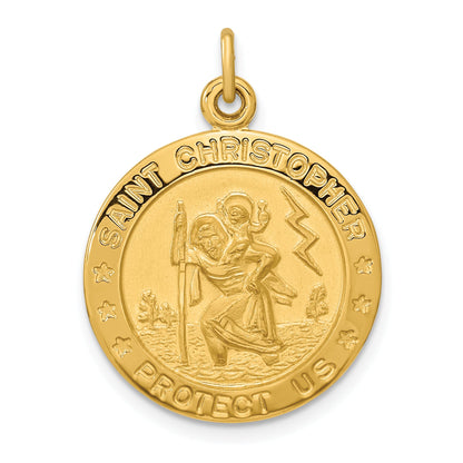 Sterlingsilber Vergoldet Poliert und Satiniert Saint Christopher Anhänger