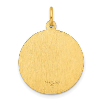 Ss/vergoldet Sterlingsilber Goldfarben Poliert Massiv Saint Christopher Medaille Anhänger