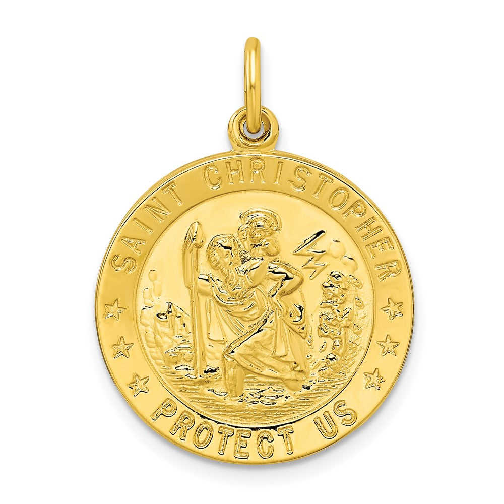 Ss/vergoldet Sterlingsilber Goldfarben Poliert Massiv Saint Christopher Medaille Anhänger