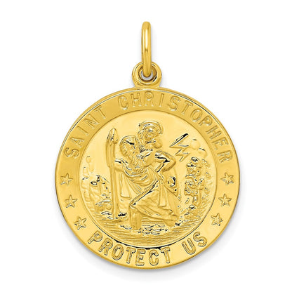 Ss/vergoldet Sterlingsilber Goldfarben Poliert Massiv Saint Christopher Medaille Anhänger