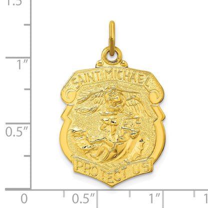 Ss/vergoldet Sterlingsilber Goldfarben Poliert Massiv Saint Michael Medaille Anhänger