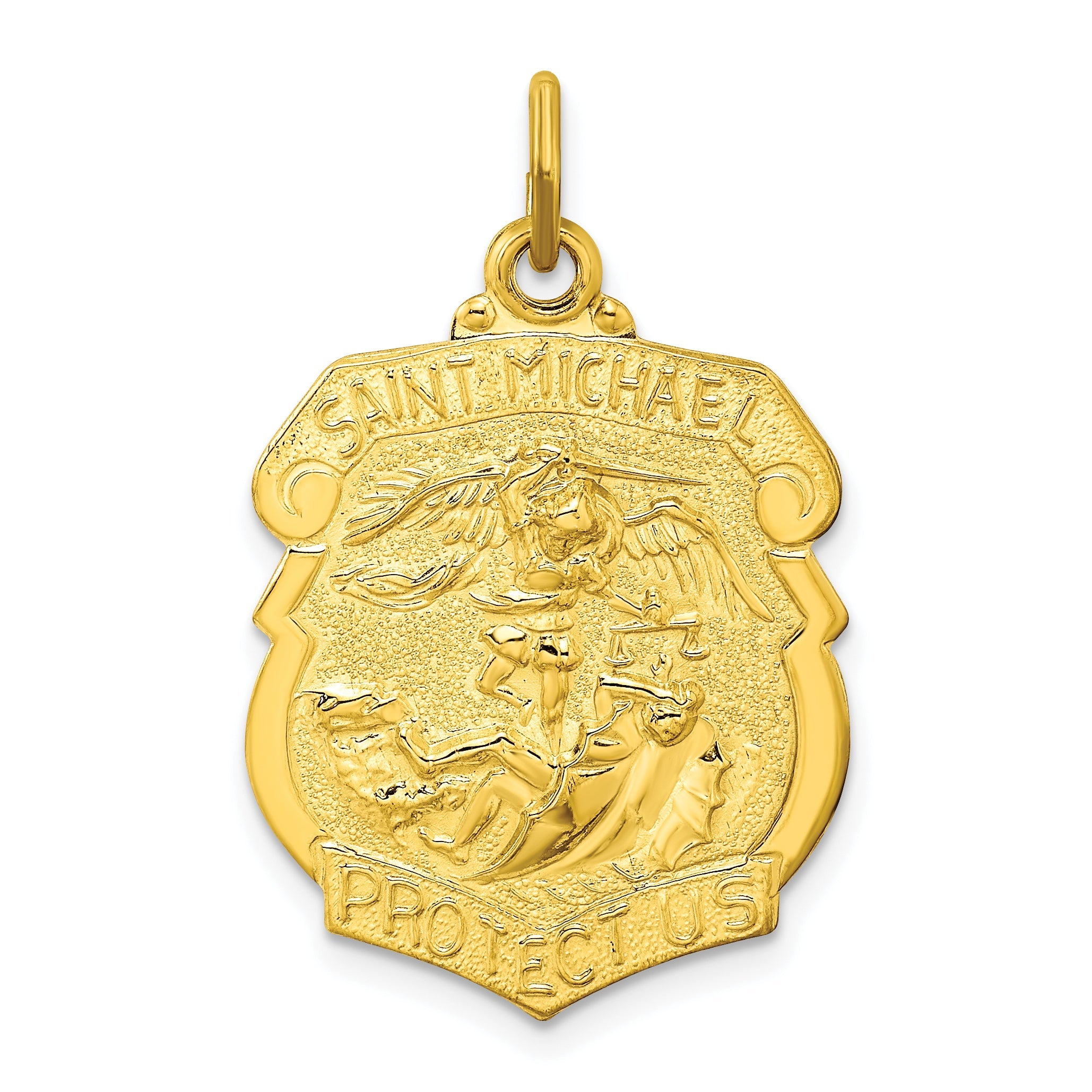 Ss/vergoldet Sterlingsilber Goldfarben Poliert Massiv Saint Michael Medaille Anhänger
