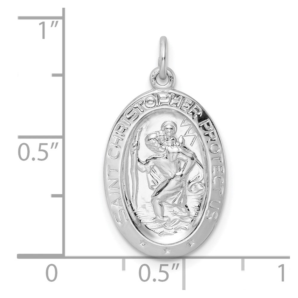 Sterlingsilber Rhodiniert Poliert Massiv Saint Christopher Anhänger