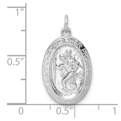 Sterlingsilber Rhodiniert Poliert Massiv Saint Christopher Anhänger