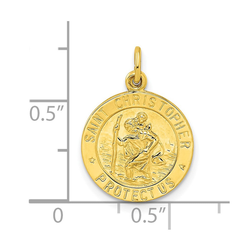 Ss/vergoldet Sterlingsilber Goldfarben Poliert Massiv Saint Christopher Medaille Anhänger