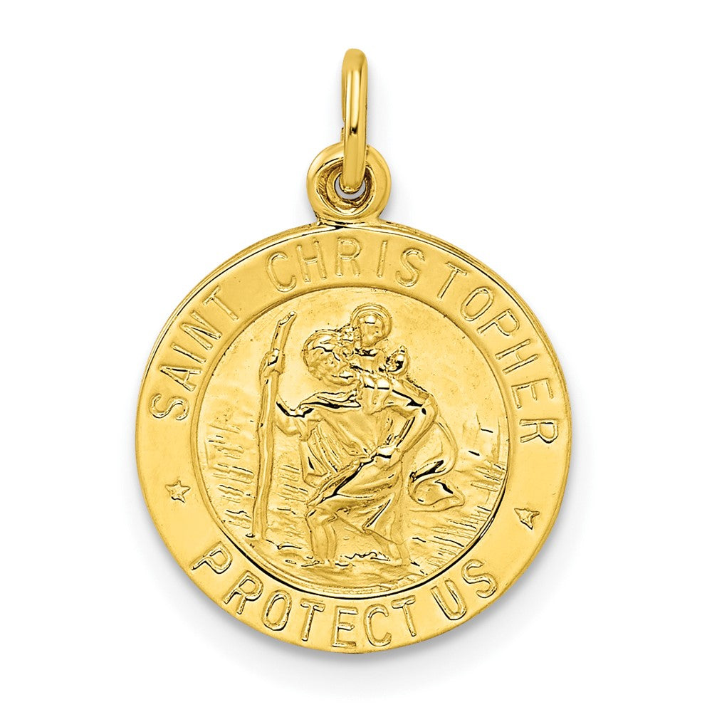 Ss/vergoldet Sterlingsilber Goldfarben Poliert Massiv Saint Christopher Medaille Anhänger