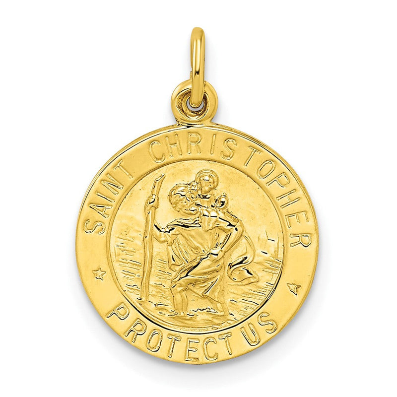 Ss/vergoldet Sterlingsilber Goldfarben Poliert Massiv Saint Christopher Medaille Anhänger