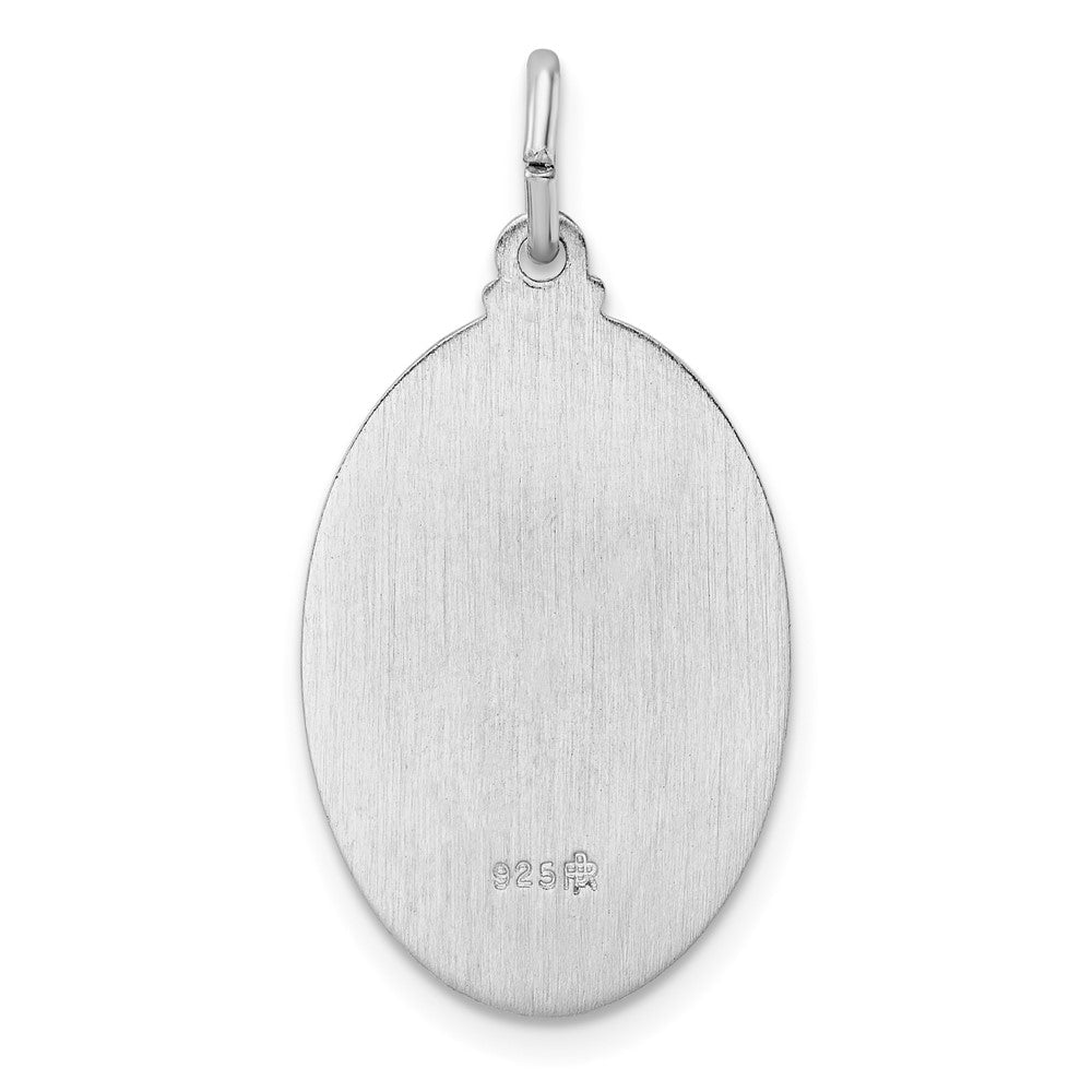 Sterlingsilber Rhodiniert Poliert Massiv Oval St Jude Anhänger