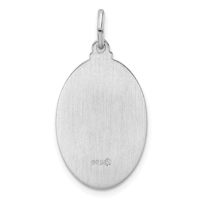 Sterlingsilber Rhodiniert Poliert Massiv Oval St Jude Anhänger