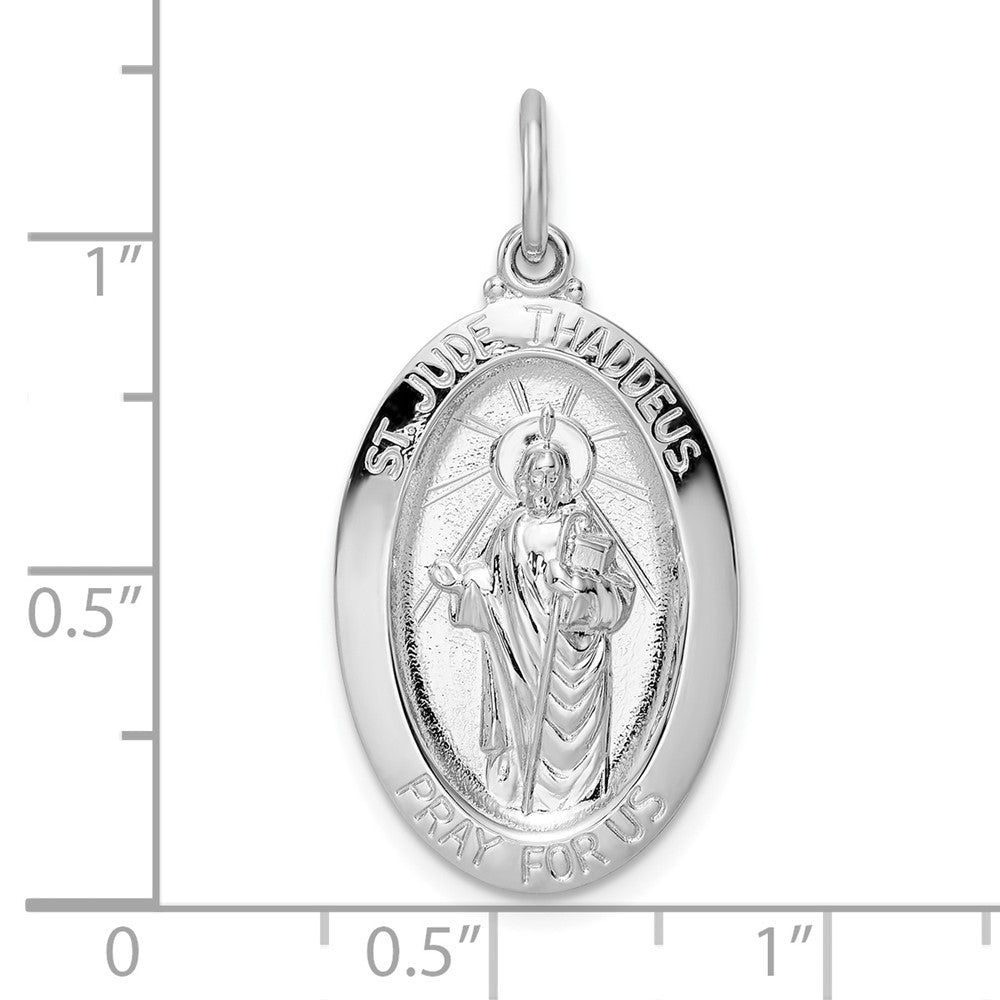 Sterlingsilber Rhodiniert Poliert Massiv Oval St Jude Anhänger
