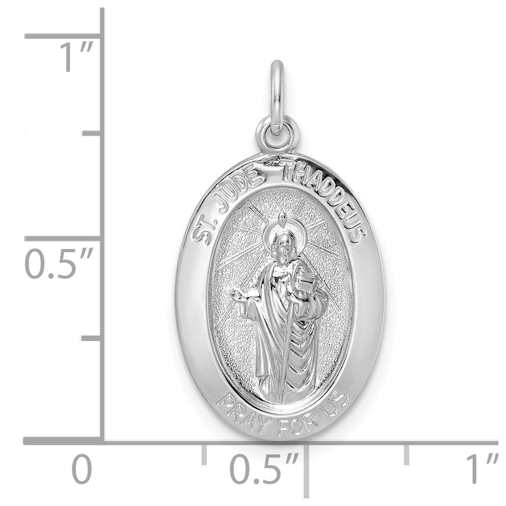 Sterlingsilber Rhodiniert Poliert Massiv Saint Jude Anhänger