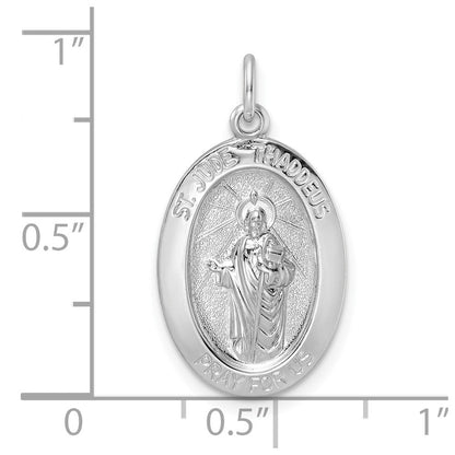 Sterlingsilber Rhodiniert Poliert Massiv Saint Jude Anhänger