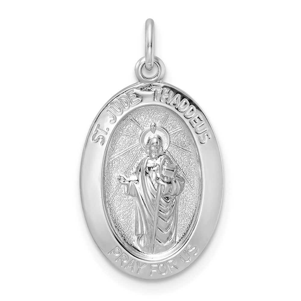 Sterlingsilber Rhodiniert Poliert Massiv Saint Jude Anhänger