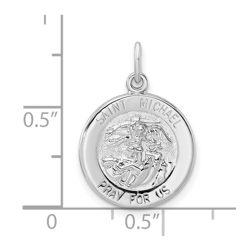 Sterlingsilber Rhodiniert Poliert Massiv Saint Michael Anhänger