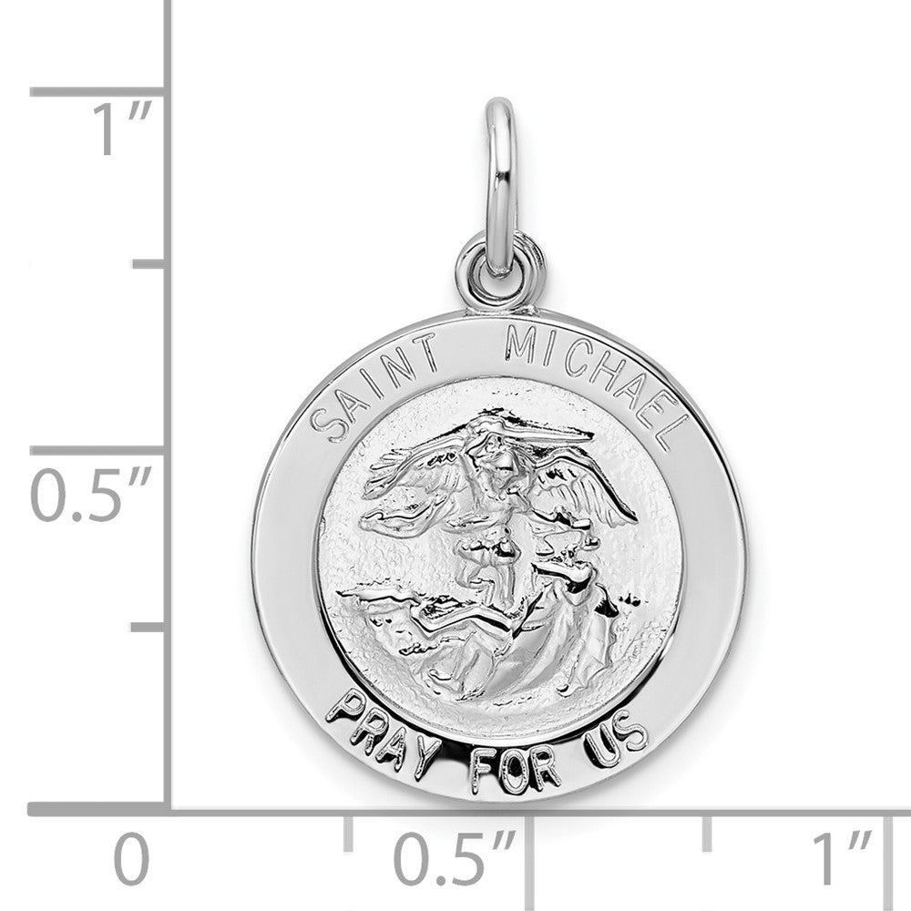 Sterlingsilber Rhodiniert Poliert Massiv Saint Michael Anhänger