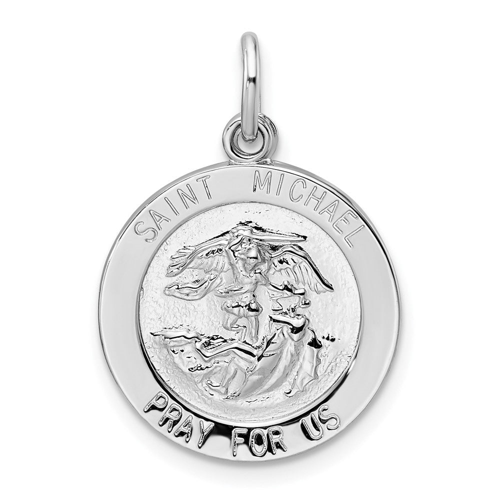 Sterlingsilber Rhodiniert Poliert Massiv Saint Michael Anhänger