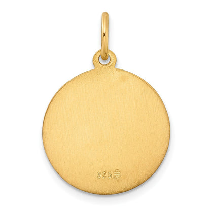 Ss/vergoldet Sterlingsilber Goldfarben Poliert Massiv Saint Michael Medaille Anhänger