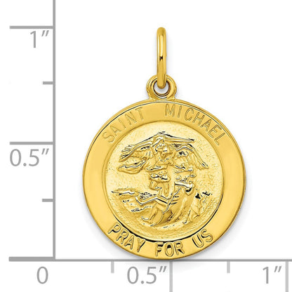 Ss/vergoldet Sterlingsilber Goldfarben Poliert Massiv Saint Michael Medaille Anhänger