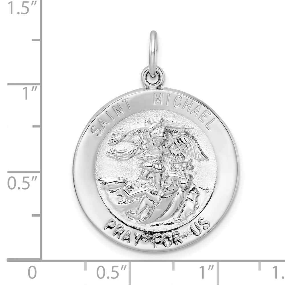 Sterlingsilber Rhodiniert Poliert Massiv Saint Michael Anhänger