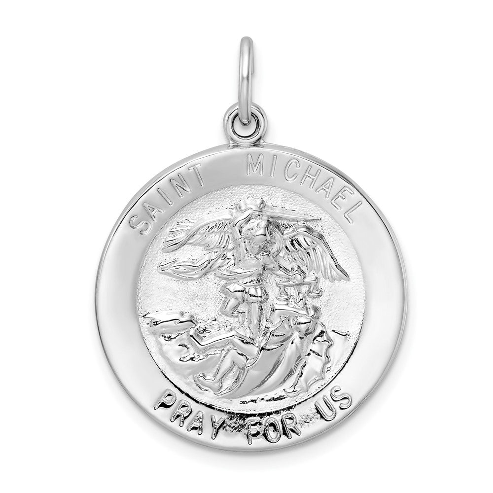 Sterlingsilber Rhodiniert Poliert Massiv Saint Michael Anhänger