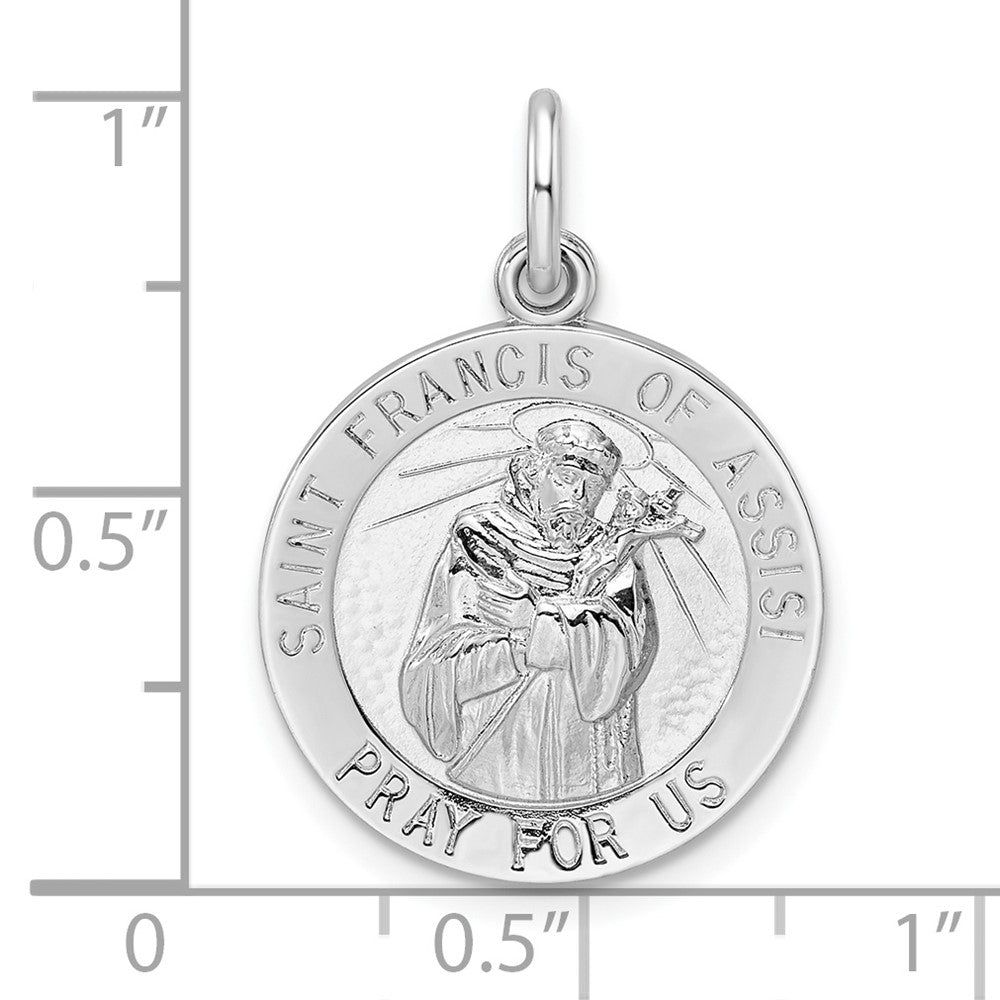 Sterlingsilber Rhodiniert Poliert Massiv Saint Franziskus Anhänger
