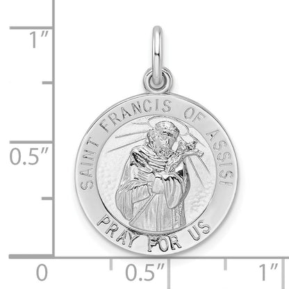 Sterlingsilber Rhodiniert Poliert Massiv Saint Franziskus Anhänger