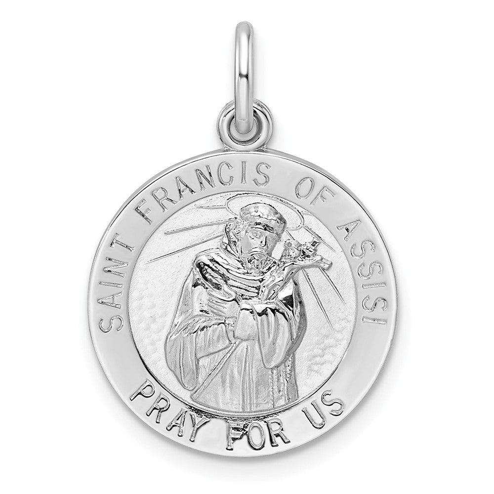 Sterlingsilber Rhodiniert Poliert Massiv Saint Franziskus Anhänger