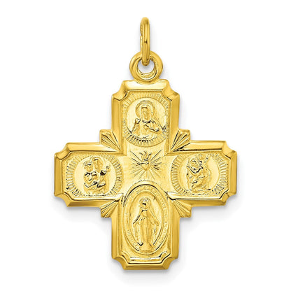 Ss/vergoldet Sterlingsilber Goldfarben Poliert Massiv Wundertätig Medaille Anhänger