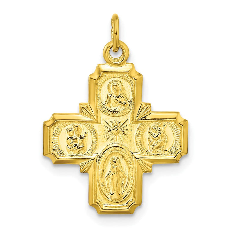 Ss/vergoldet Sterlingsilber Goldfarben Poliert Massiv Wundertätig Medaille Anhänger