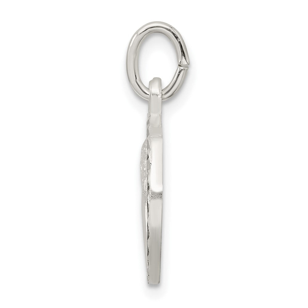 Sterlingsilber Poliert Satiniert und Diamantiert Cherub Kreis Charm