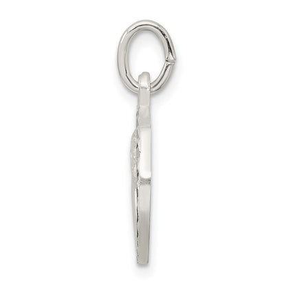 Sterlingsilber Poliert Satiniert und Diamantiert Cherub Kreis Charm