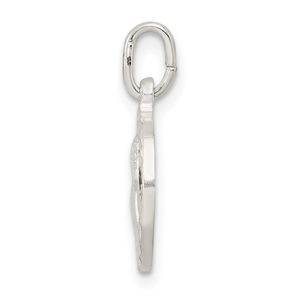 Sterlingsilber Poliert Satiniert und Diamantiert Cherub Kreis Charm