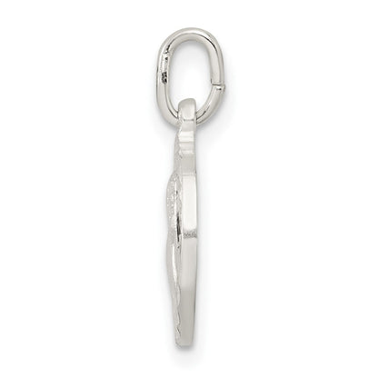Sterlingsilber Poliert Satiniert und Diamantiert Cherub Kreis Charm