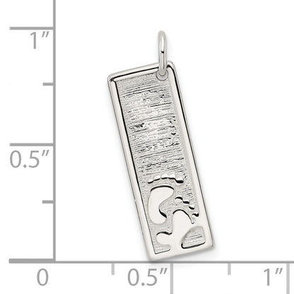 Sterlingsilber Footprints auf Strukturiert Stab Charm