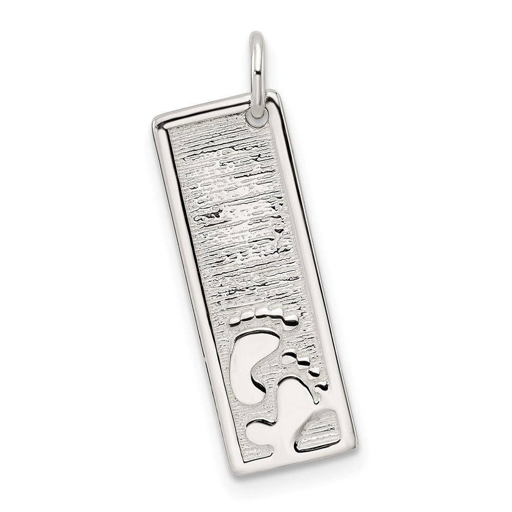 Sterlingsilber Footprints auf Strukturiert Stab Charm