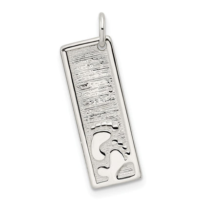 Sterlingsilber Footprints auf Strukturiert Stab Charm