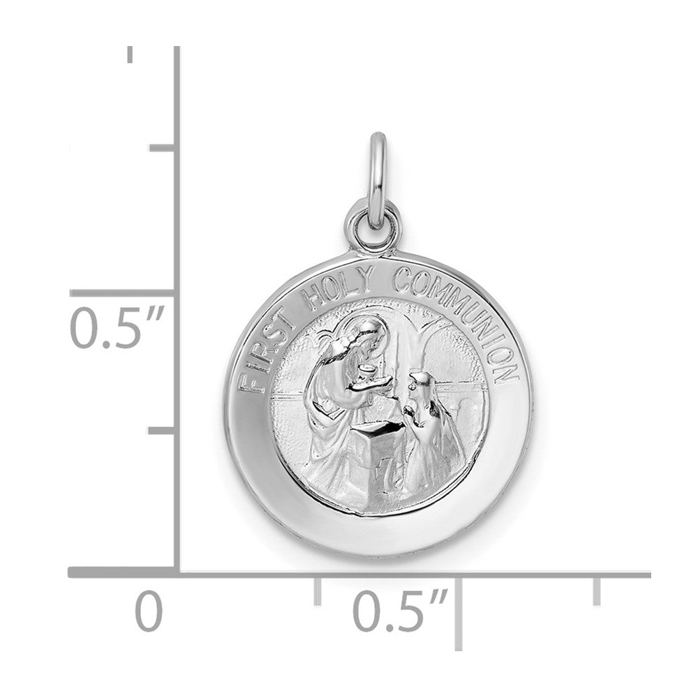 Sterlingsilber Rhodiniert Poliert Massiv 1st Heilig Kommunion Anhänger