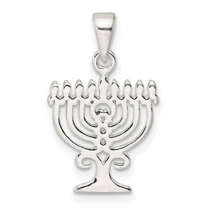 Sterlingsilber Poliert Menorah Anhänger