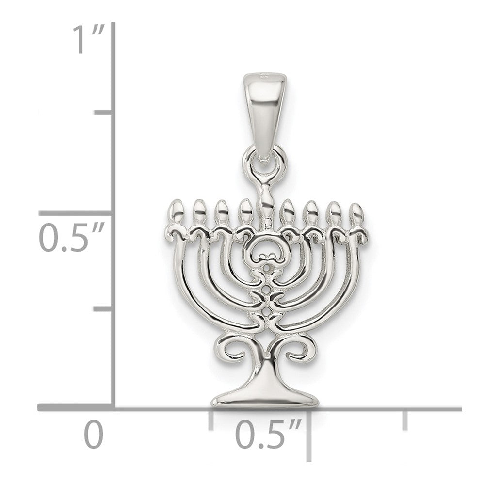 Sterlingsilber Poliert Menorah Anhänger