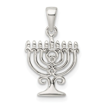 Sterlingsilber Poliert Menorah Anhänger