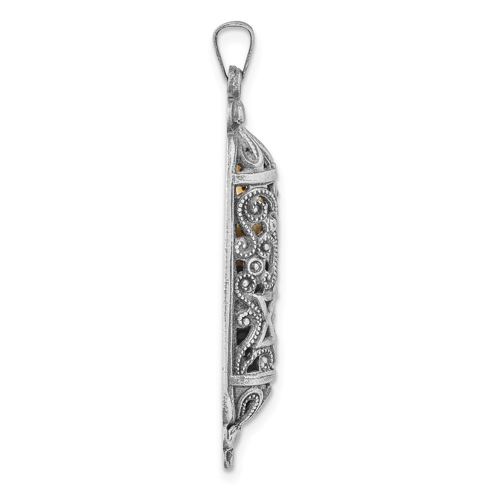 Sterlingsilber Massiv Antikisiert Mezuzah Anhänger